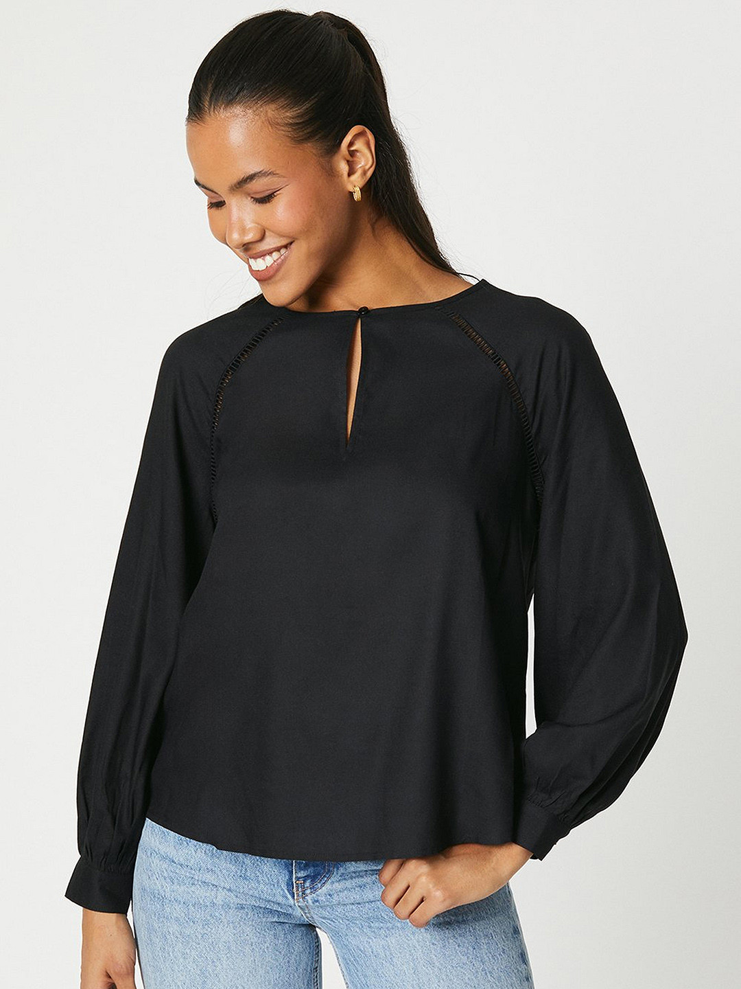 DOROTHY PERKINS Lace Trim Keyhole Neck Top