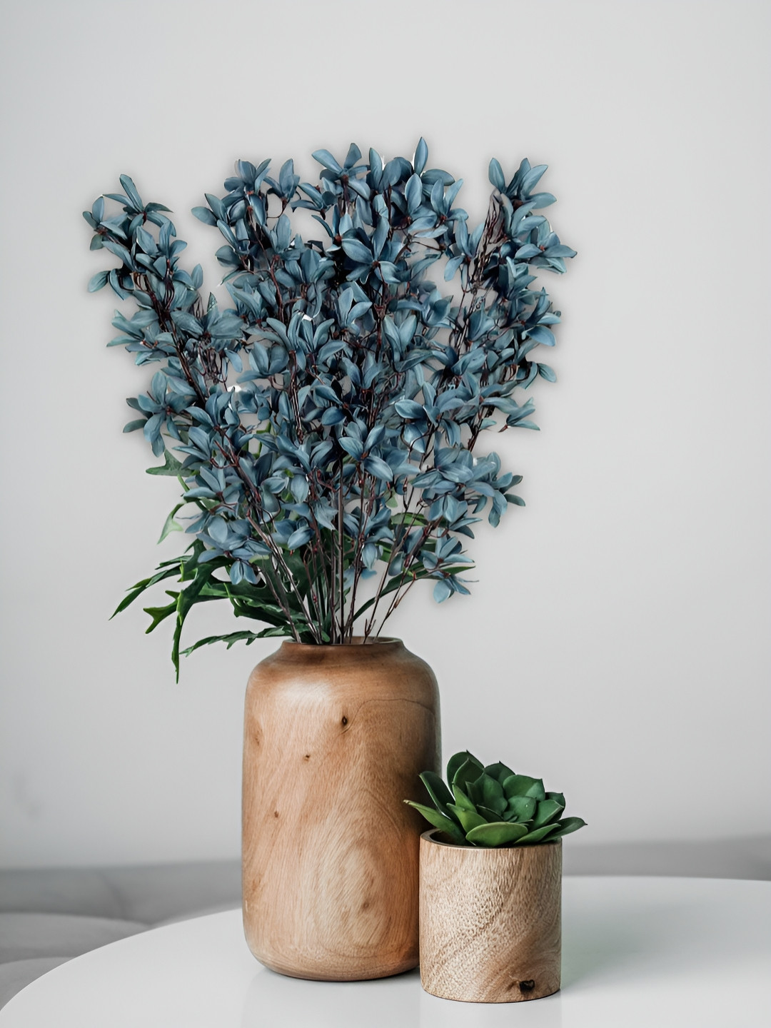 ARTSY Blue 1 Piece Magnolia Artificial Flower Without pot