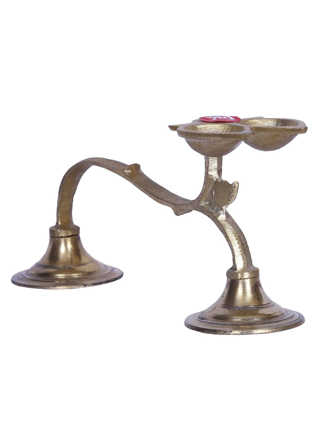 Exotic India Gold-Toned Textured Small Brass Handheld Aarti Diya