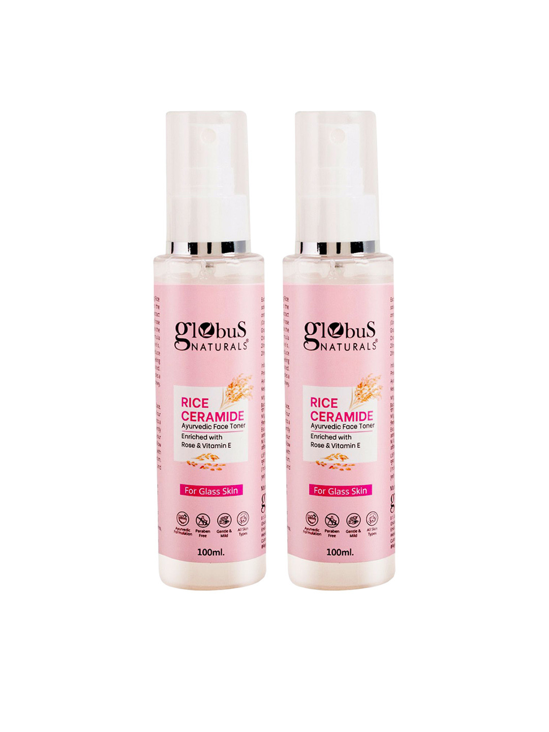 Globus naturals Rice Ceramide Set Of 2 Ayurvedic Face Toner-100ml Each