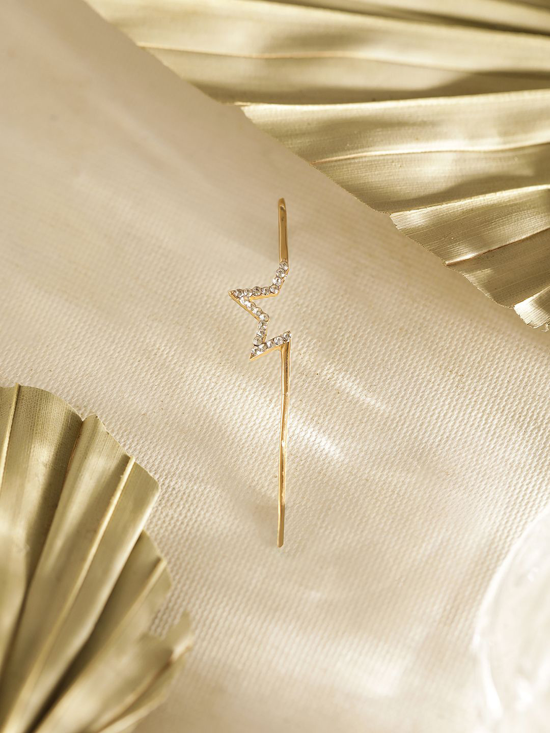 Priyaasi Gold Plated Artificial Stones Single Ear Cuff Earrings