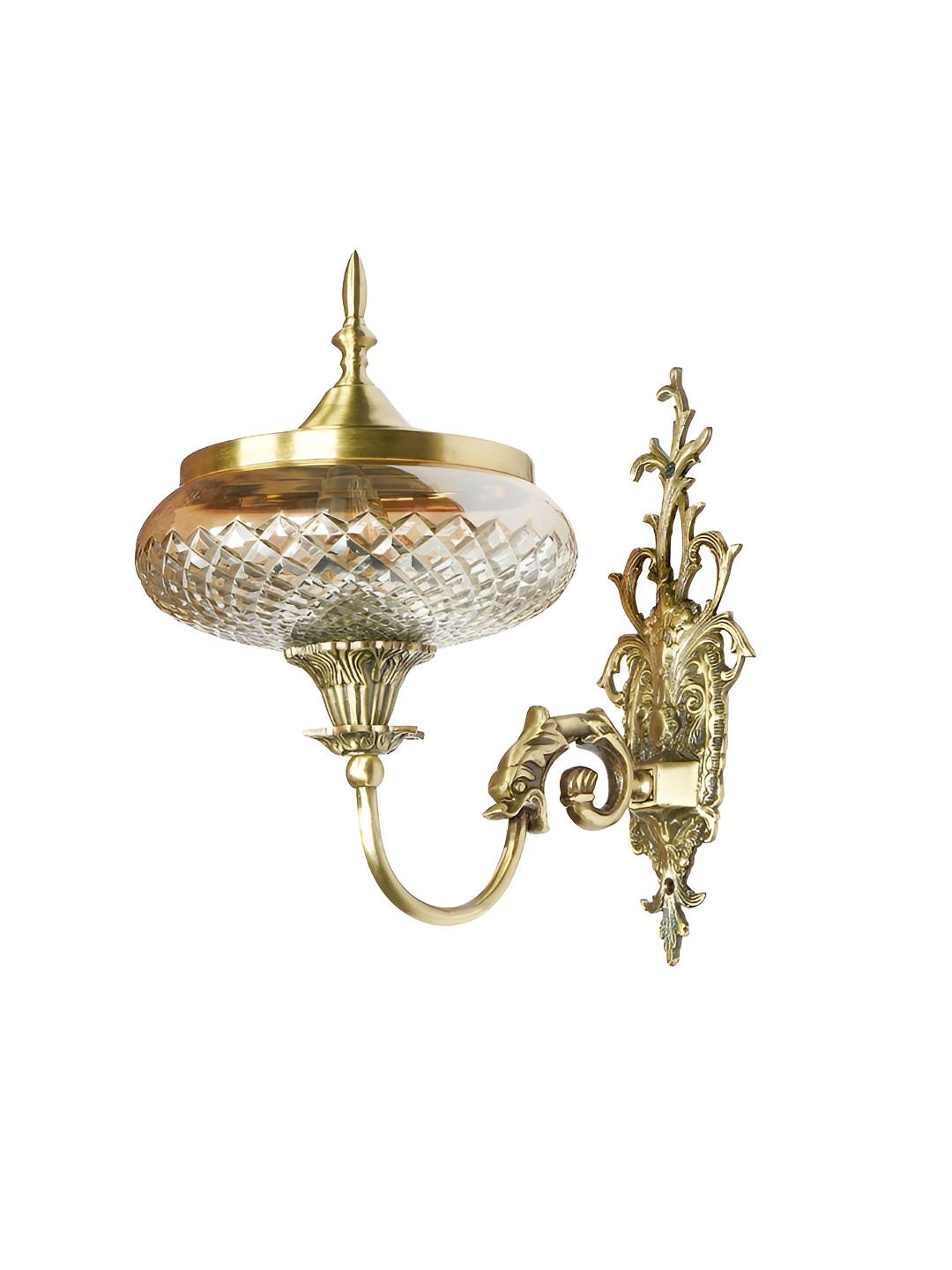 Fos Lighting Gold-Toned Bell Shaped Textured Glass Contemporary Wall Lamp