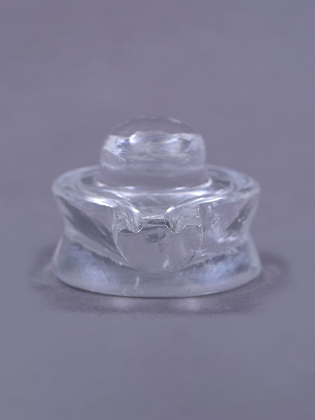 Exotic India Shiv Linga White Crystal Glossy Prayer Room Hand Made Tiny Showpiece - 1 Inches