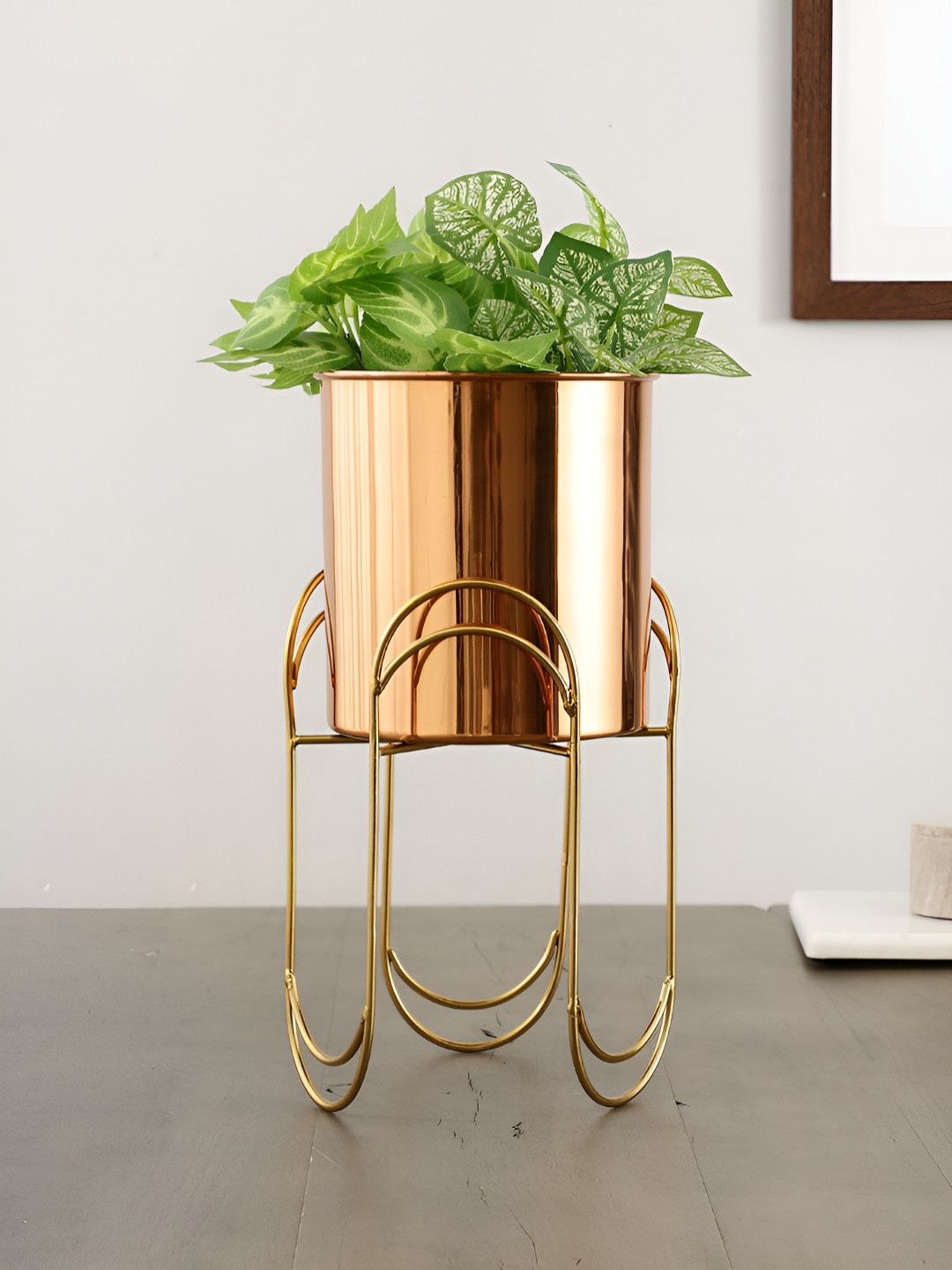 Maison Modern TriPedal Copper-Toned 2 Pieces Stainless Steel Planter With Arbor