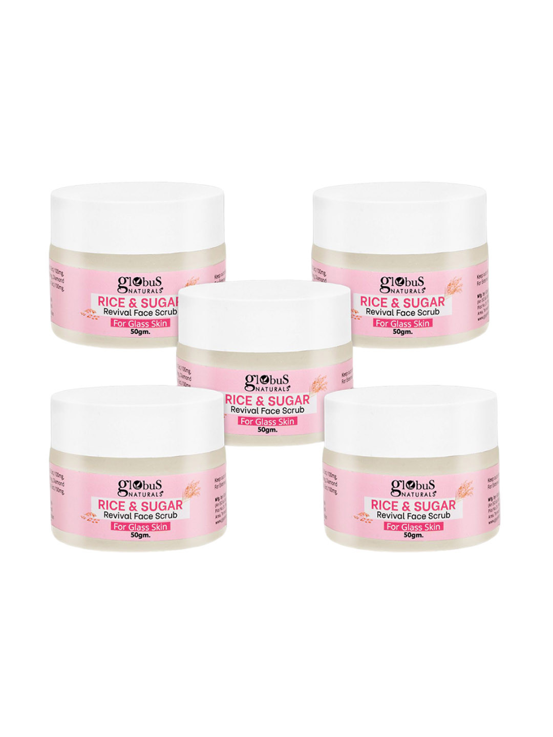 Globus naturals Set Of 5  Rice & Sugar Revival Face Scrub-50 gm Each