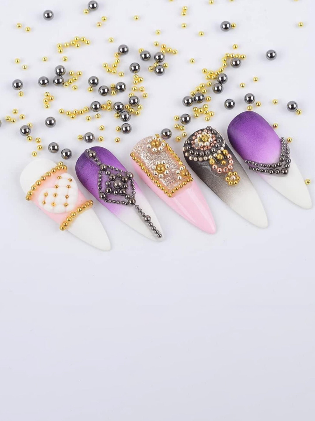 RANORE 3D Decoration Metal Nail Art Beads- 200gm