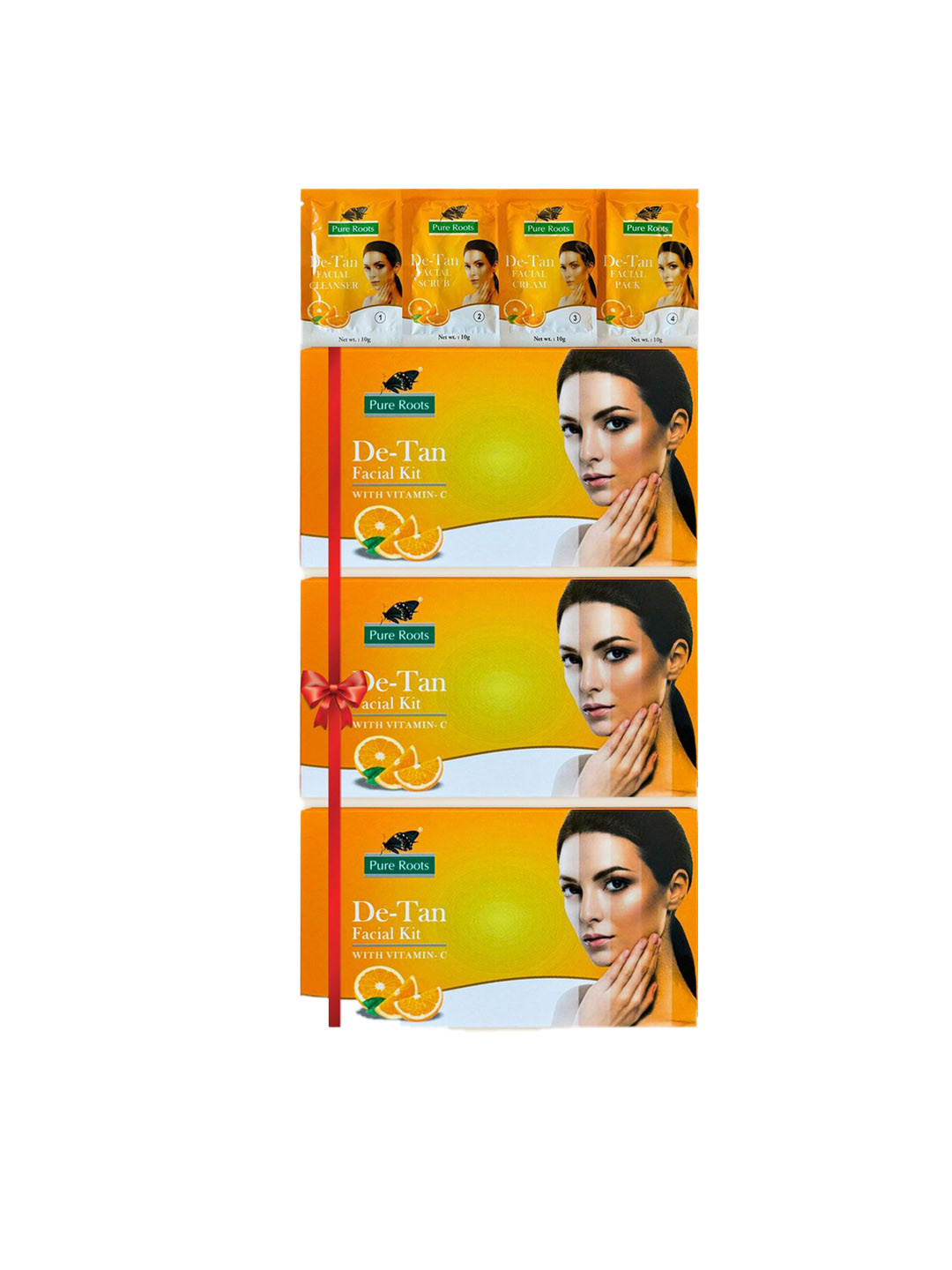 pure roots Set Of 3 De - Tan Facial Kit-50g Each