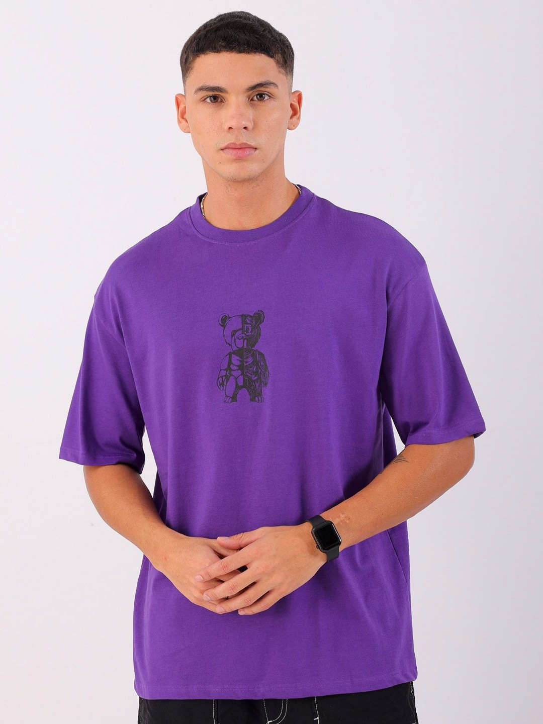 The Indian Garage Co Men Graphic Printed Round Neck Cotton Oversized T-Shirt