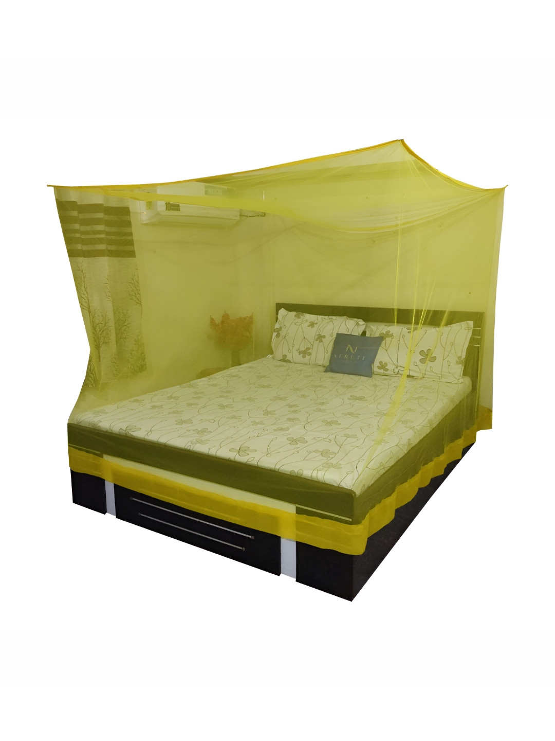 Neruti Enterprise Yellow King Size Non-Foldable Hanging Mosquito Net