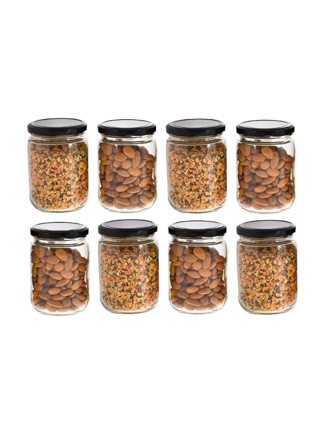 Croco Jar Piramal Transparent Glass Dishwasher Safe 8 Piece Screw Top Jar-500ml