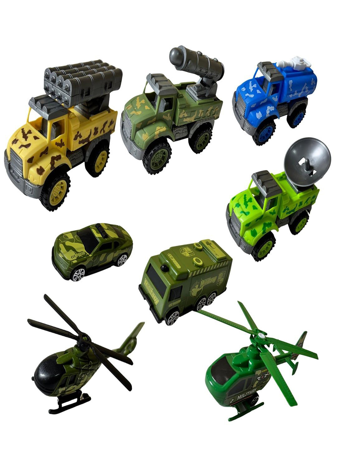 PLANET of Toys Kids 10 Pcs Die-Cast Army Vehicle Set