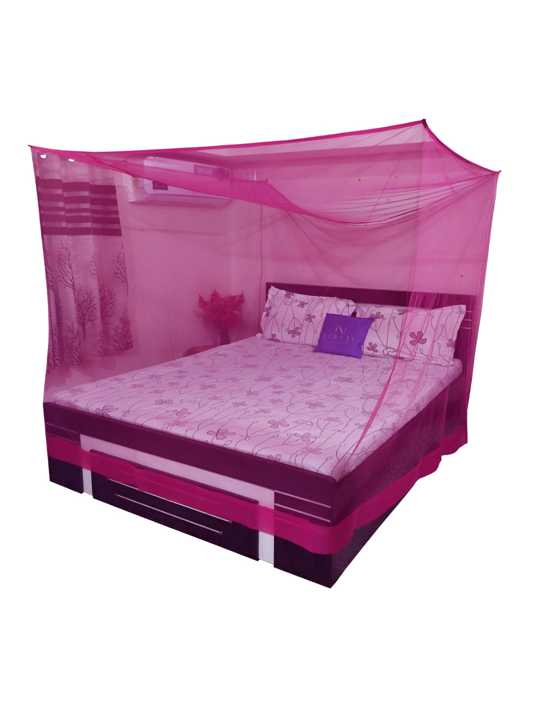 Neruti Enterprise Rose King Size Non-Foldable Hanging Mosquito Net