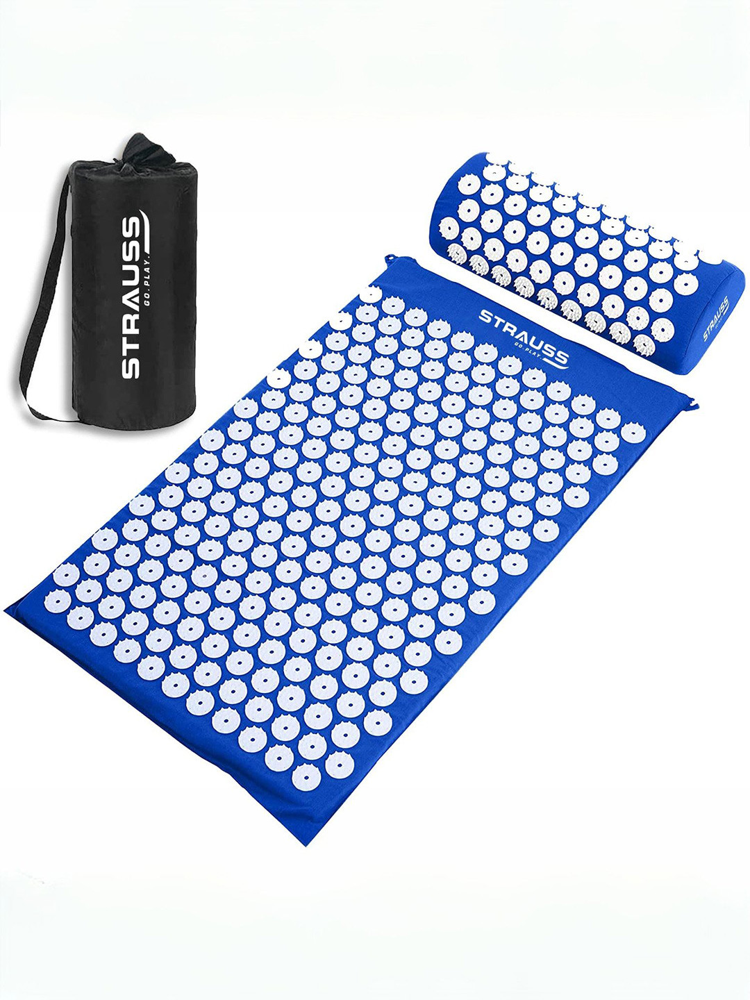 STRAUSS Blue & White Acupressure Mat & Pillow Set