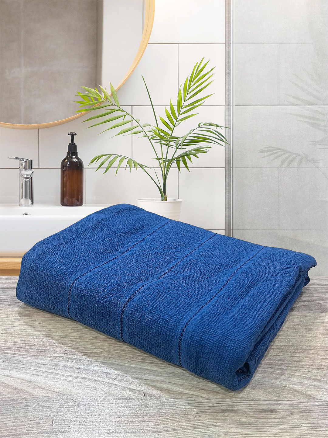 LABHAM Blue Quickdry Light Weight Hammam Pure Cotton 300 GSM Bath Towel