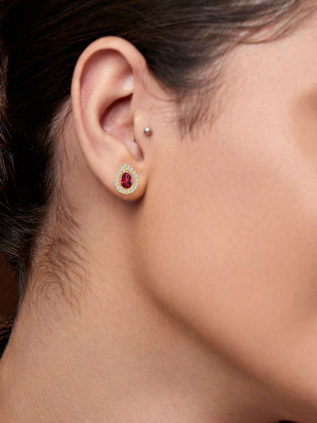MINUTIAE Gold Plated Kundan Teardrop Shaped Studs