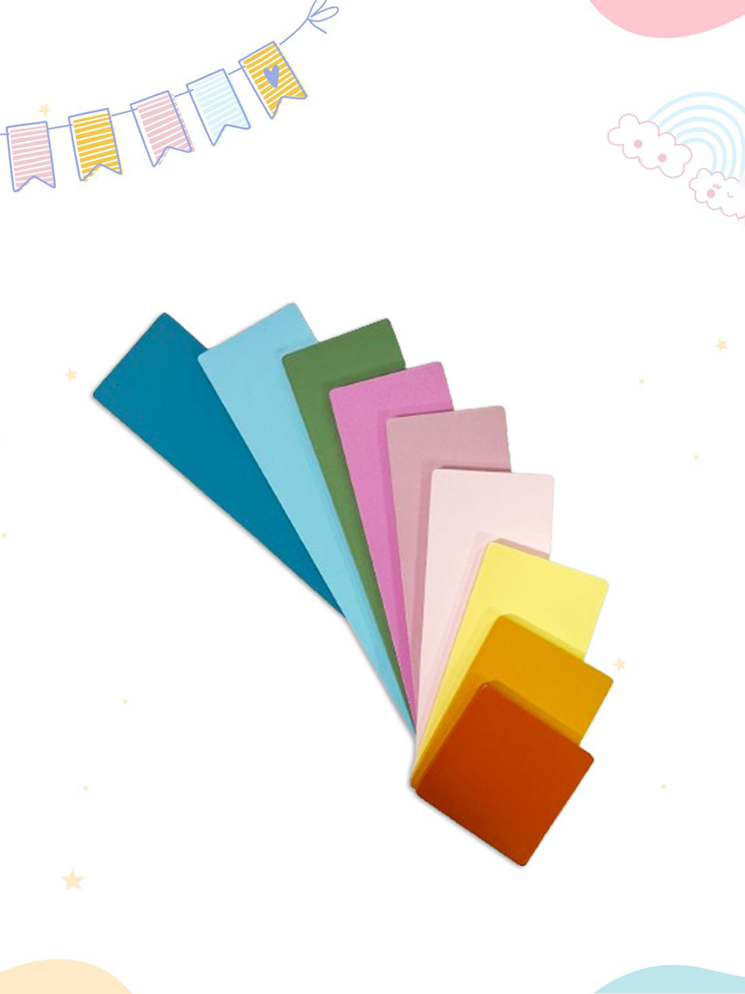 LITTLE GINNIE Kids 9Pcs Wooden Tiles With Rectangular Stacking Tiles