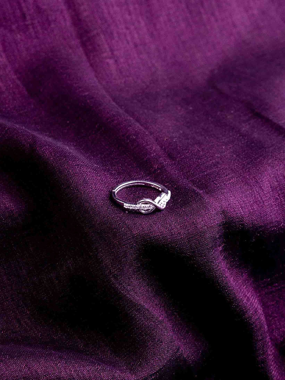 STERLYN 925 Sterling Silver Ring Rhodium-Plated CZ-Studded  Infinity Glow Finger Ring