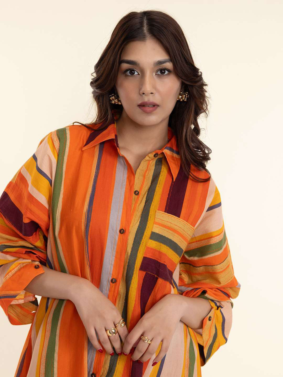 POPPI Women Striped Printed Shirt Dress