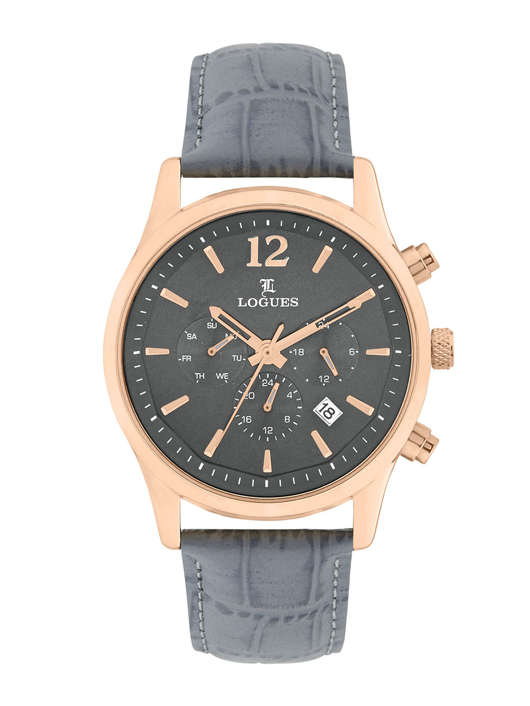 L LOGUES Men Brass Dial & Leather Textured Straps Analogue Watch G 1975 WL-27