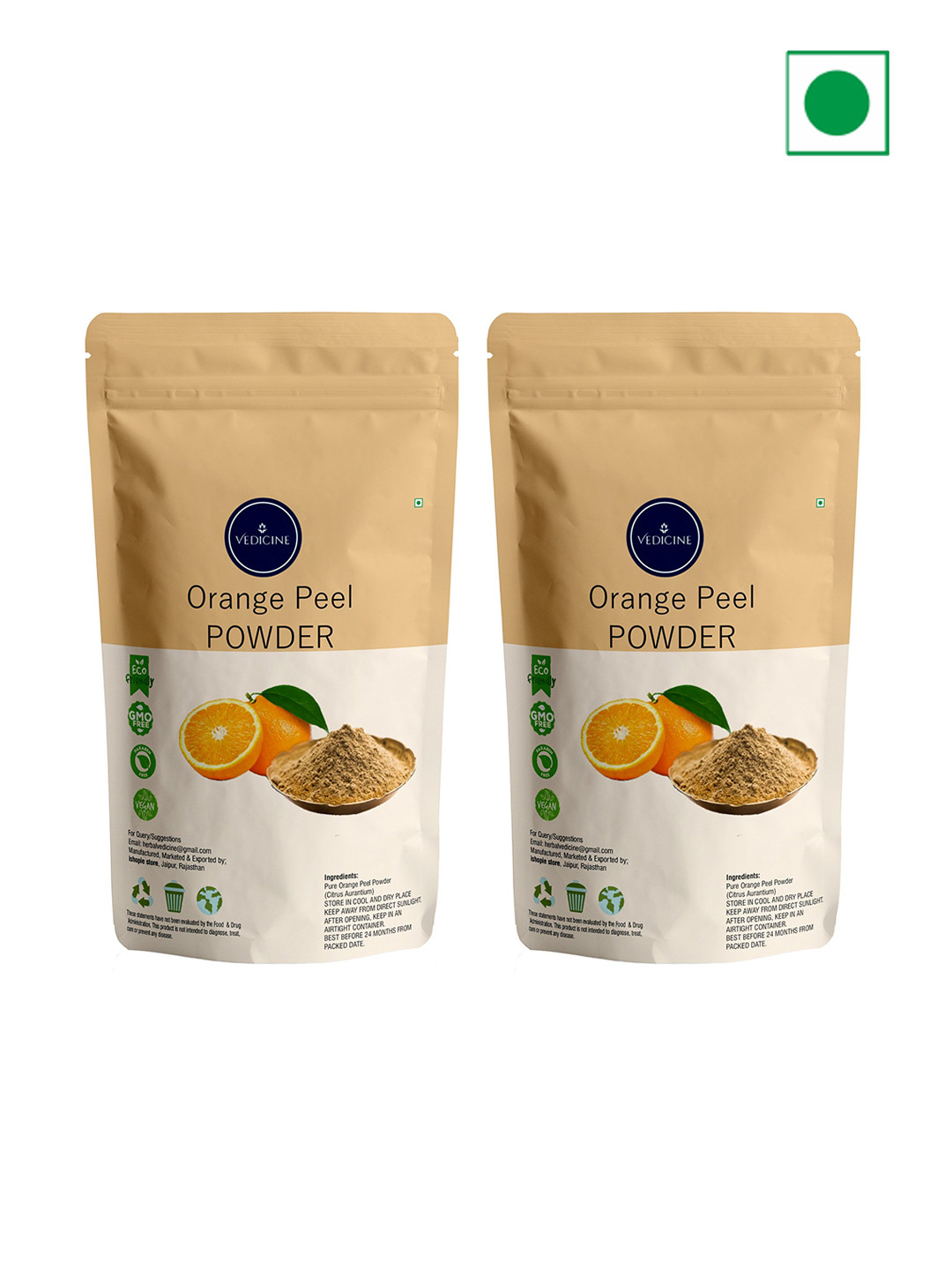 VEDICINE Set Of 2 Orange Peel Powder Face Pack-100g Each