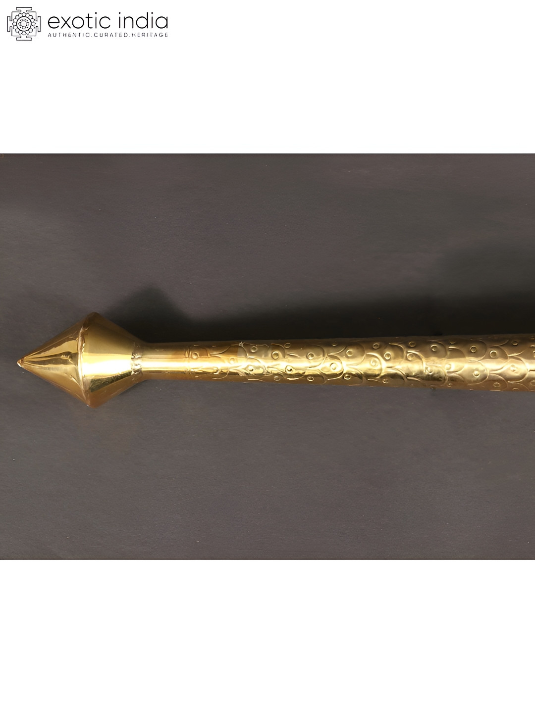 Exotic India Lord Hanuman Weapon Gold Brass Metallic Prayer Room Extra Large Showpiece - 12 Inches