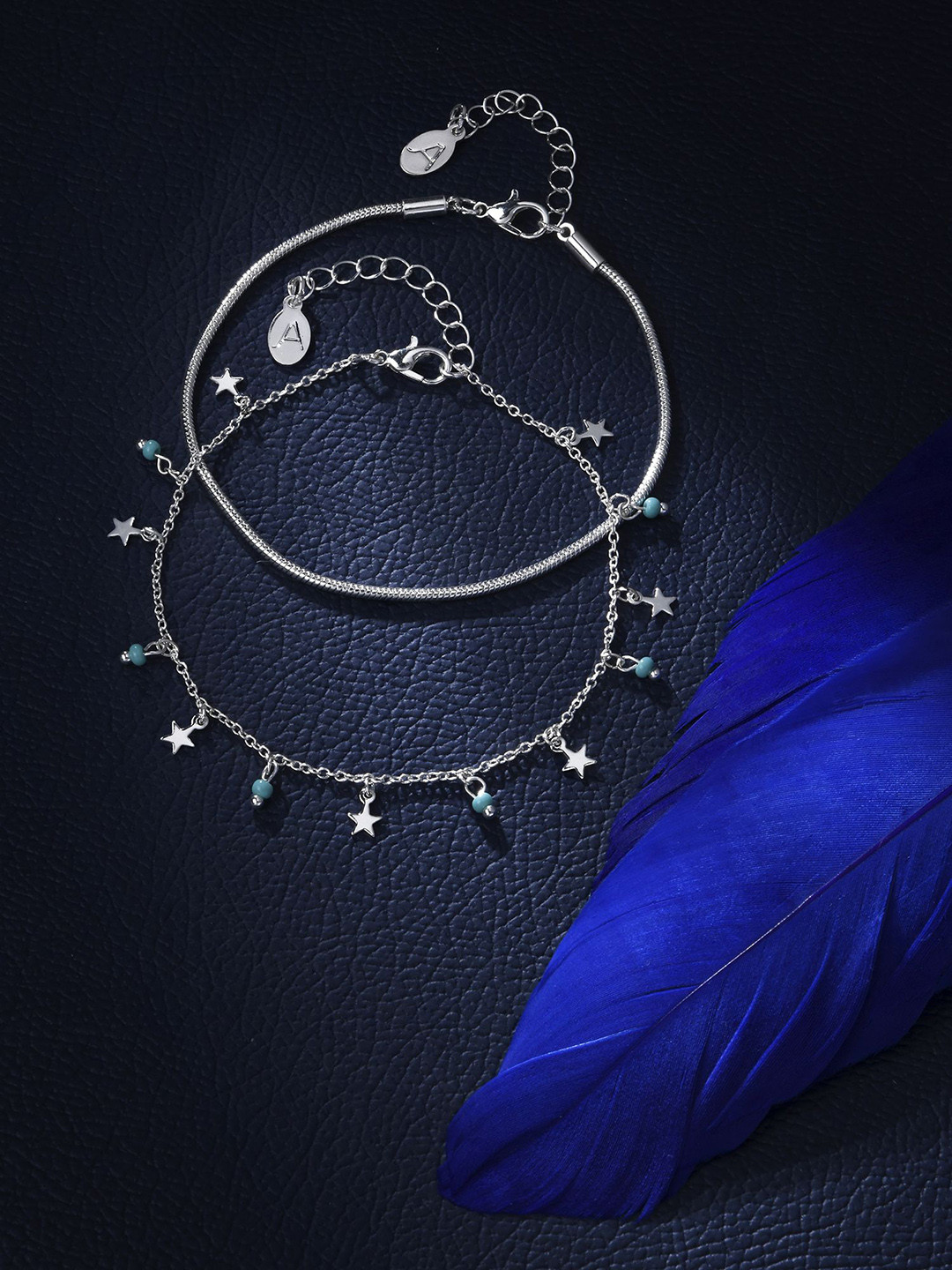Accessorize Set Of 2 Star Beaded Anklet