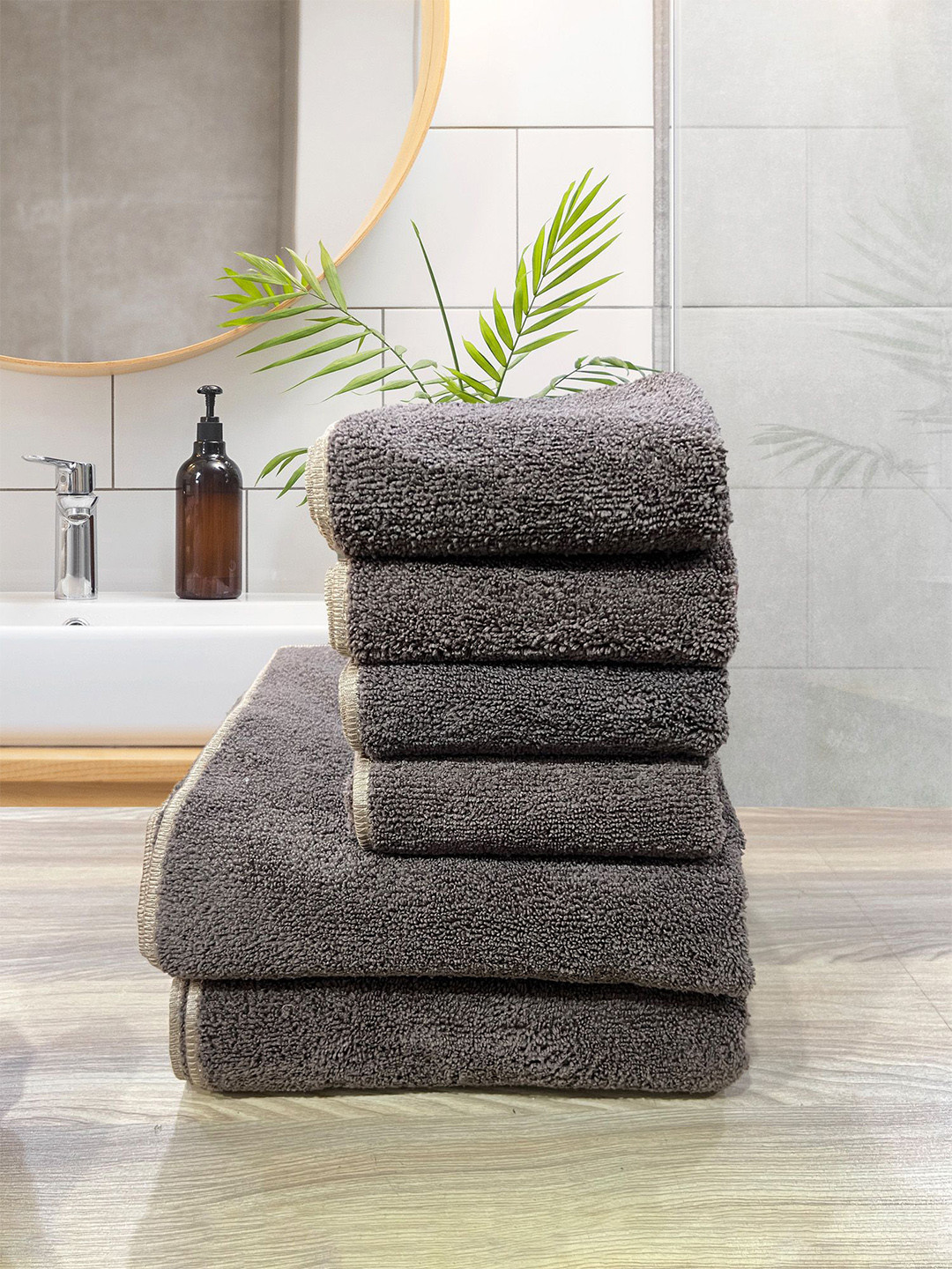 LABHAM Insignia Brown 6 Pieces 450 GSM Super Soft Ultra Absorbant Towel Set