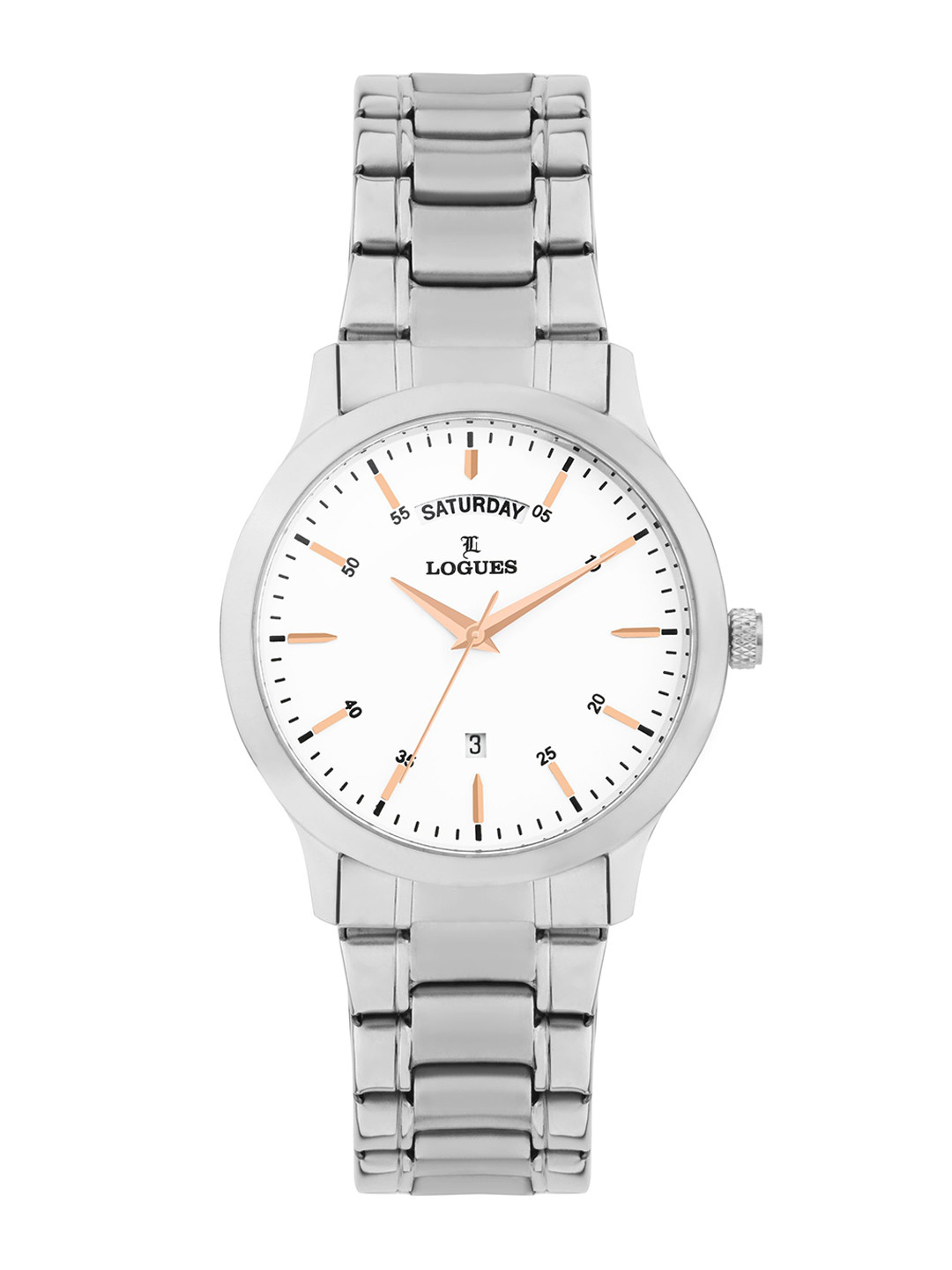 L LOGUES Men Brass Dial & Bracelet Style Straps Analogue Watch G E-457 SMD-02