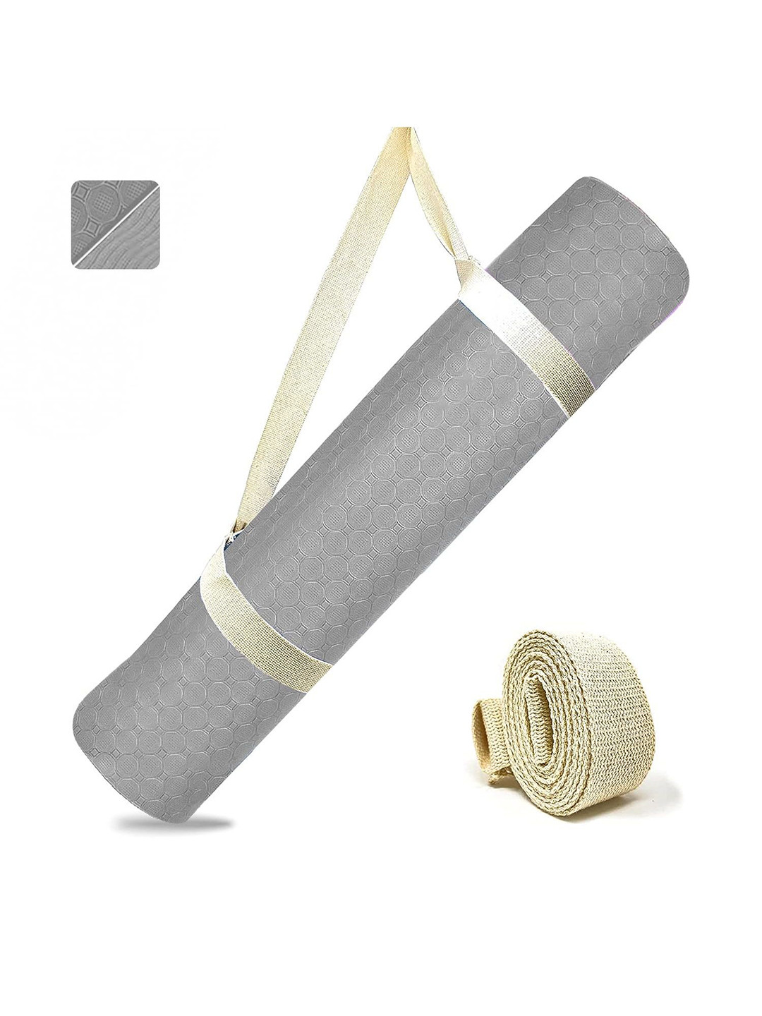 STRAUSS Grey Anti Slip Yoga Mats With Carry Strap