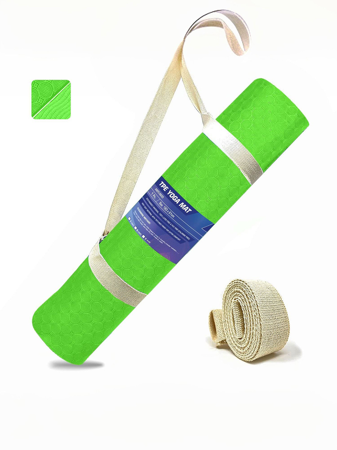 STRAUSS Green Rectangular Anti-Skid Yoga Mat