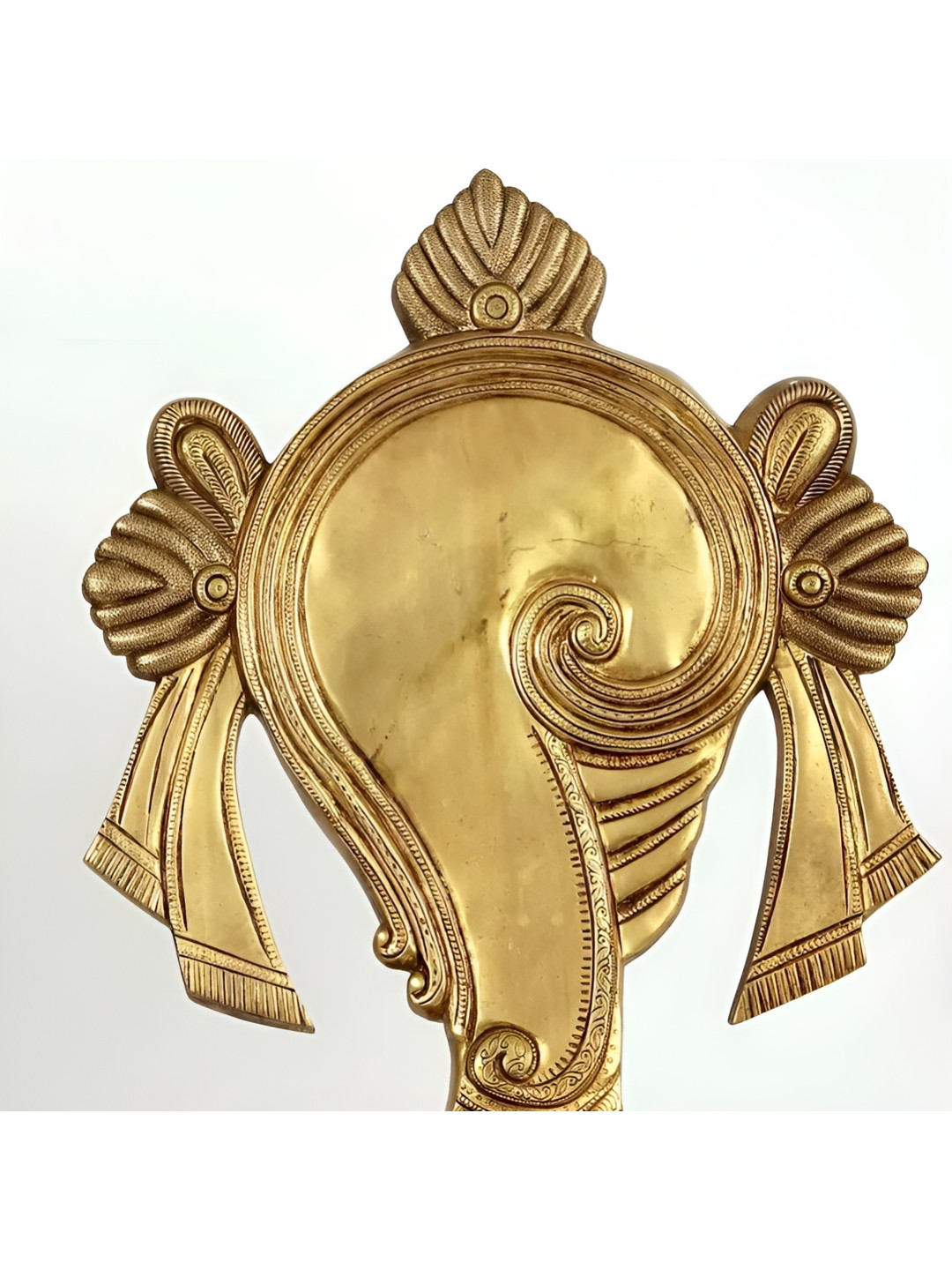 Exotic India Vaishnava Symbol Set Gold Brass Metallic Prayer Room Large Showpiece - 10.2 Inches