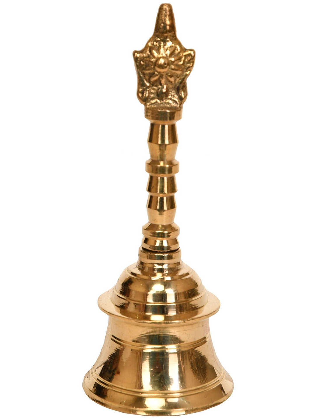 Exotic India Vaishnava Handheld Bell with Conch and Chakra In Brass