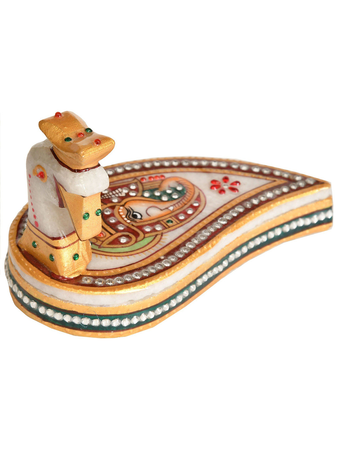 Exotic India Minakari Swan Roli Tika Box with Ganesha image