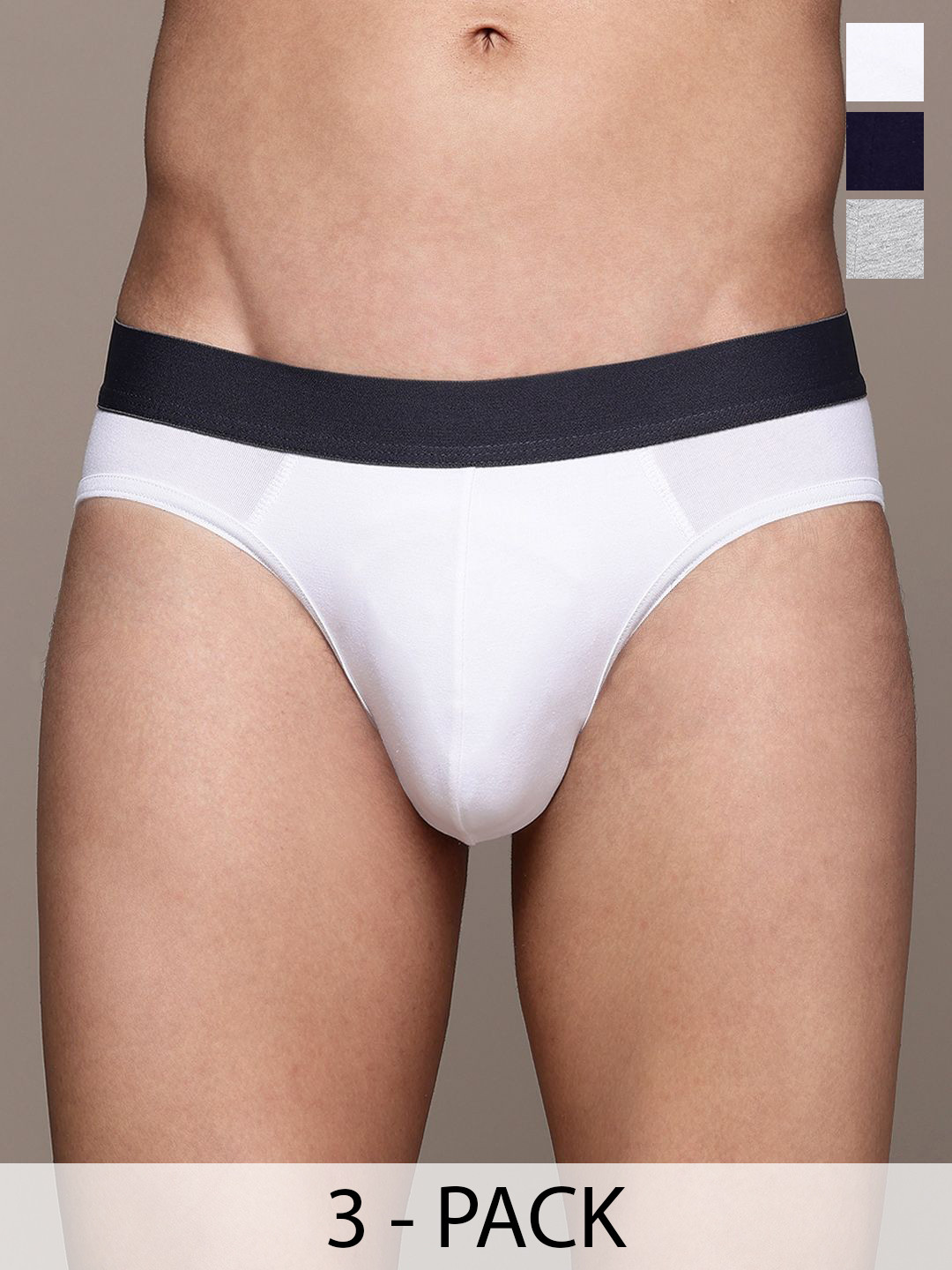The Roadster Lifestyle Co Pack of 3 Basic BriefsRD-MB-200-NB-MG-WH-3