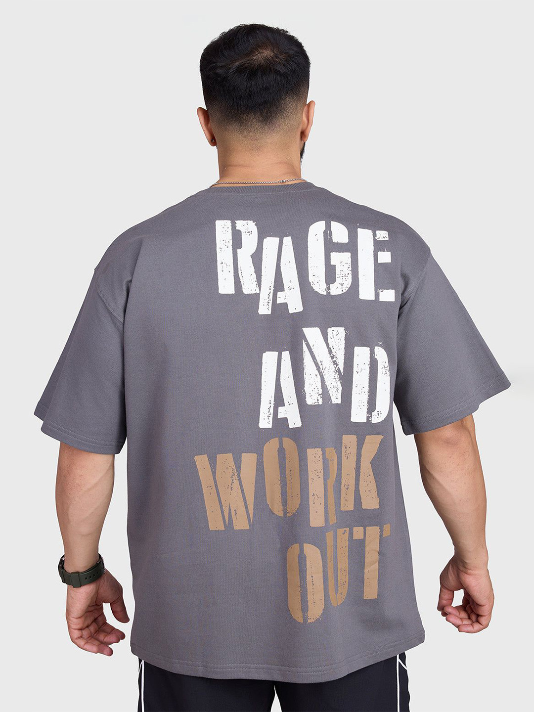 FUAARK Men Typography Printed Round Neck Cotton Oversized T-shirt