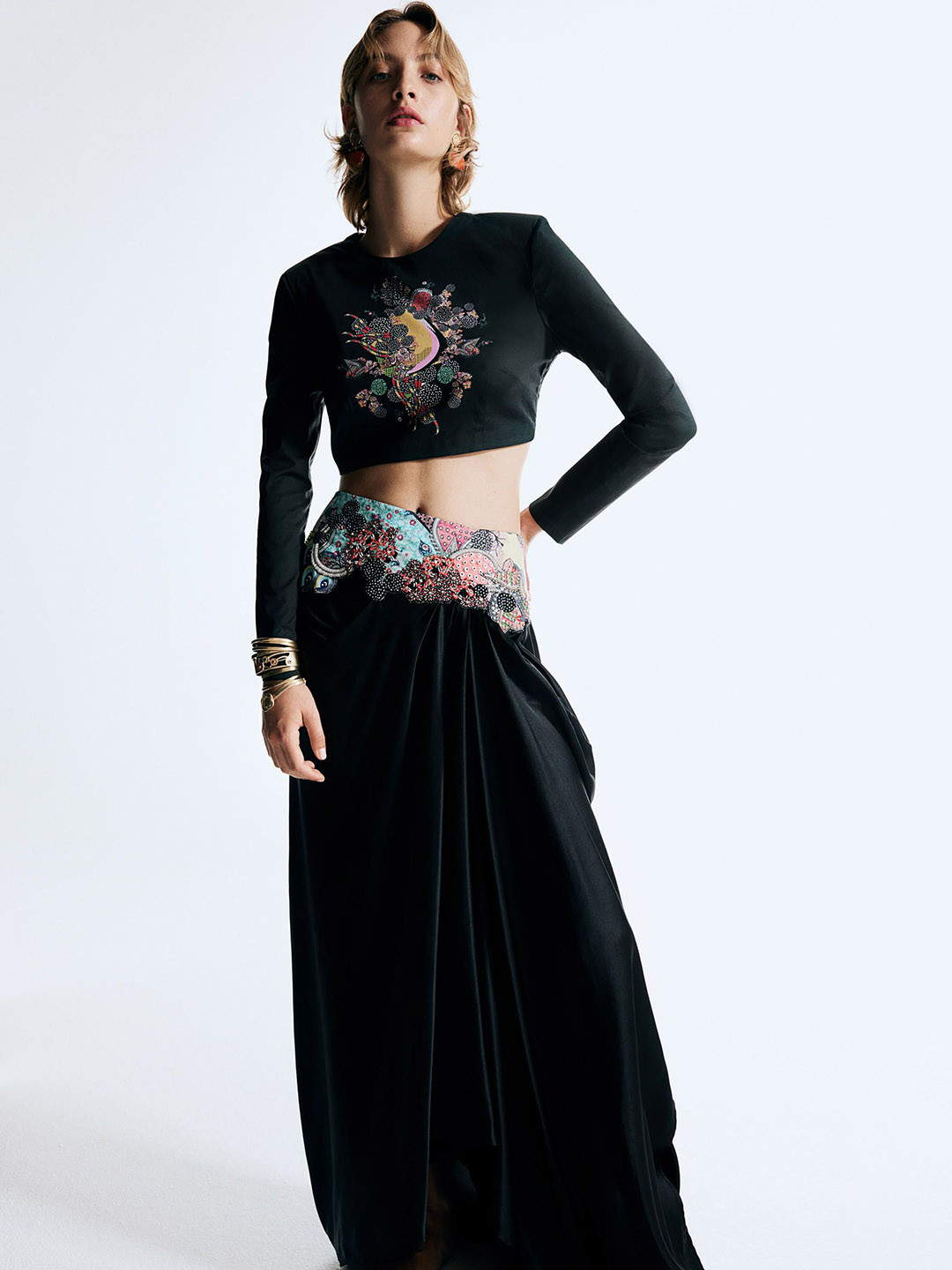 Buy H&M Embellished Panel Draped A Line Midi Skirt Skirts for