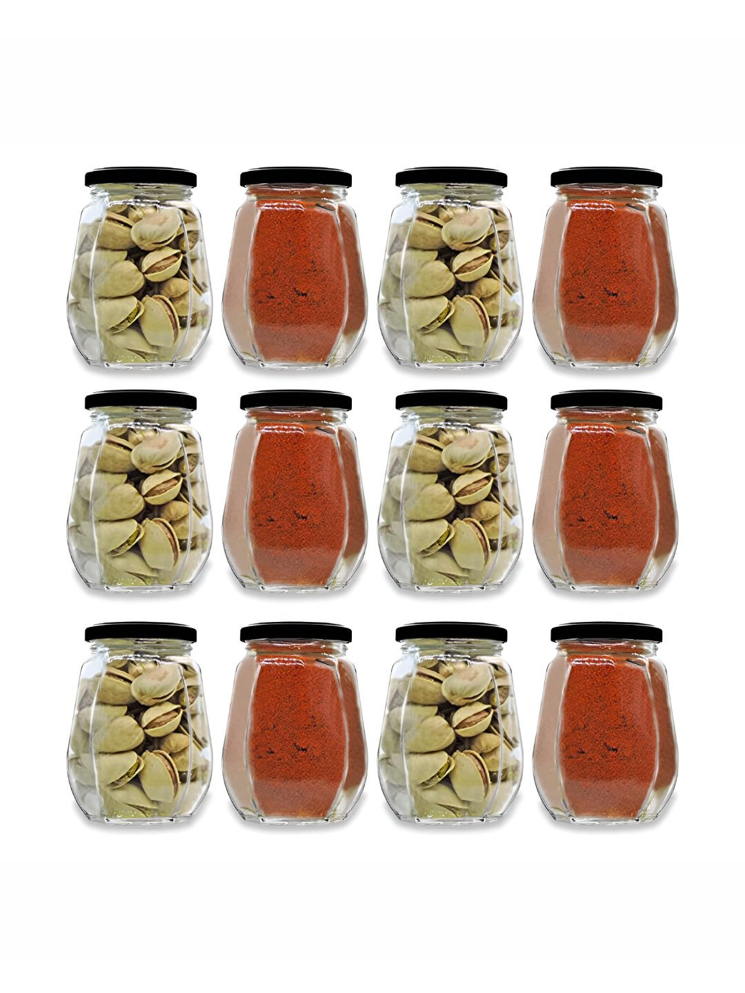 Croco Jar Crown Black Glass Dishwasher Safe 12 Piece Screw Top Jar-500ml