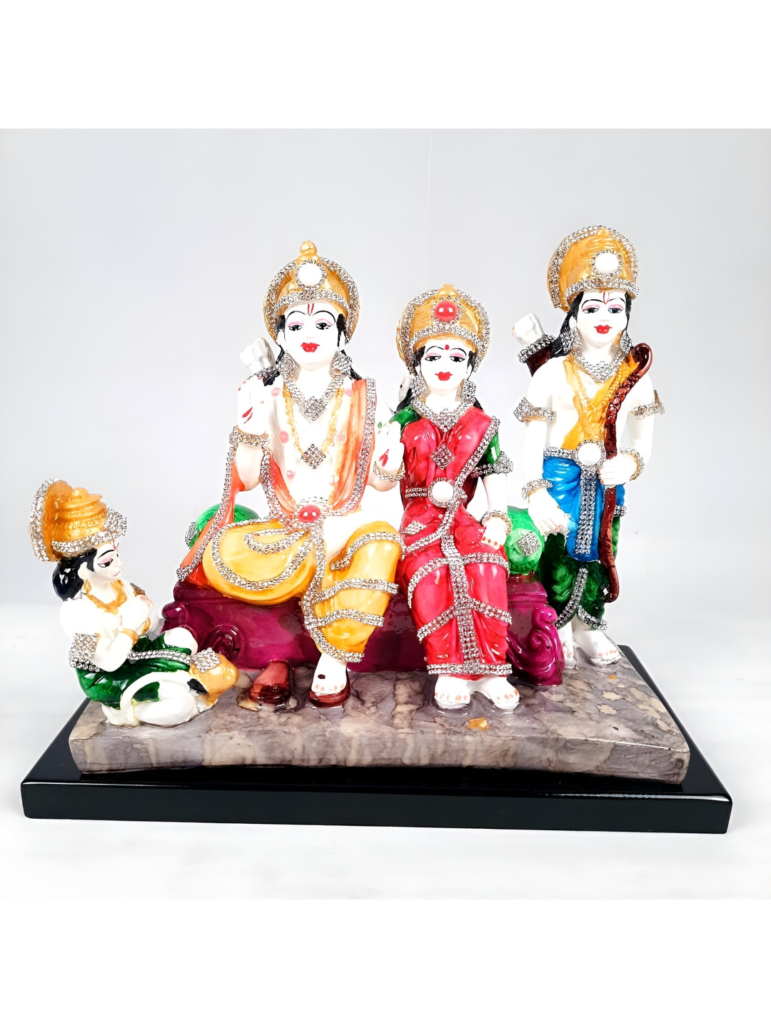 apka mart Ram Darbar White Polyresin Glossy Prayer Room Medium Showpiece -