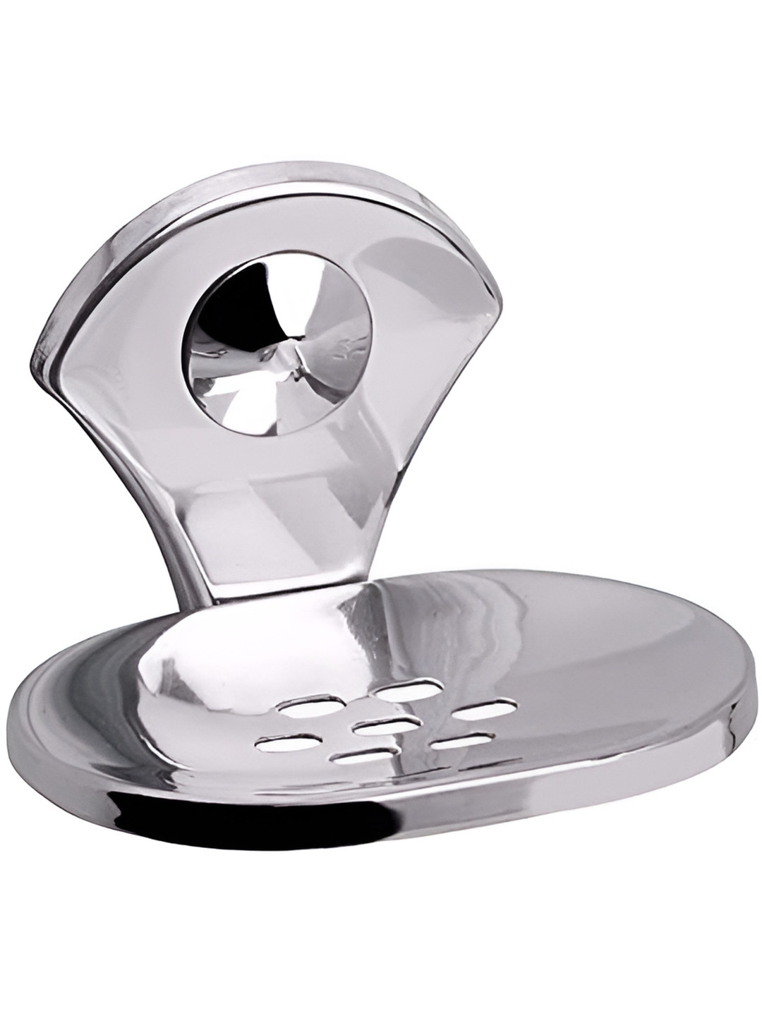 Filox Silver-Toned Contemporary Glossy Stainless Steel Wall-Mounted Soap Dish Stand