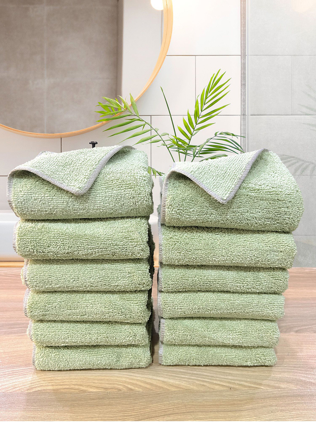 LABHAM Olive-Green 12 Pieces Ultra Absorbent Hand Towels