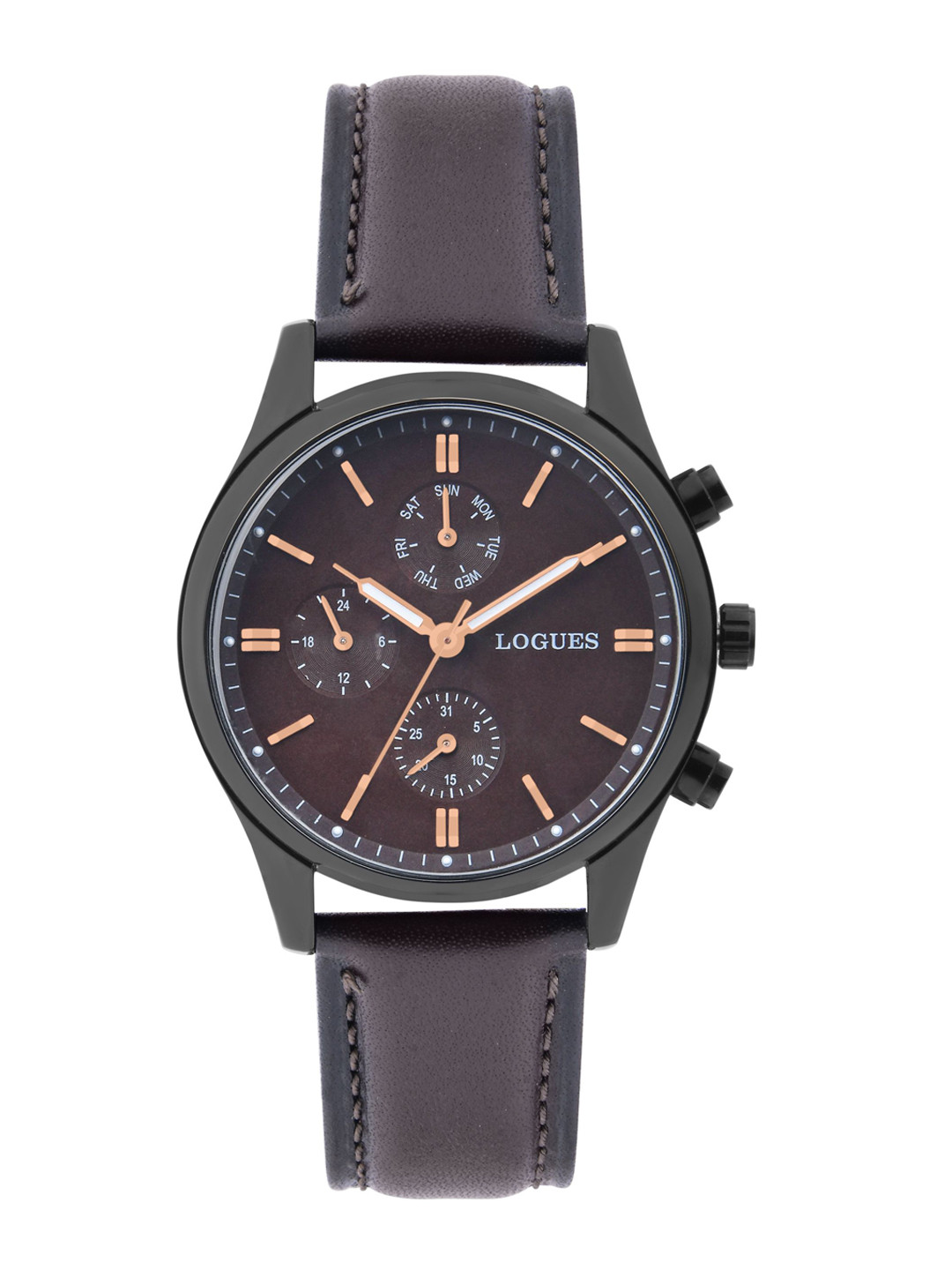 L LOGUES Men Brass Dial & Leather Straps Analogue Watch G 1973 NL-05