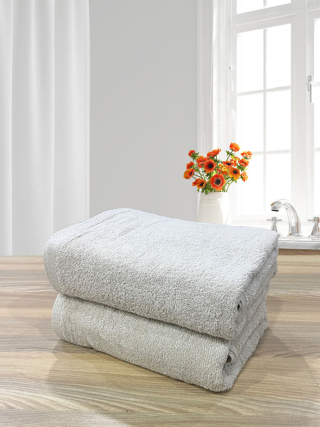 LABHAM Cream-Coloured 2 Pieces Pure Cotton 500 GSM Bath Towel
