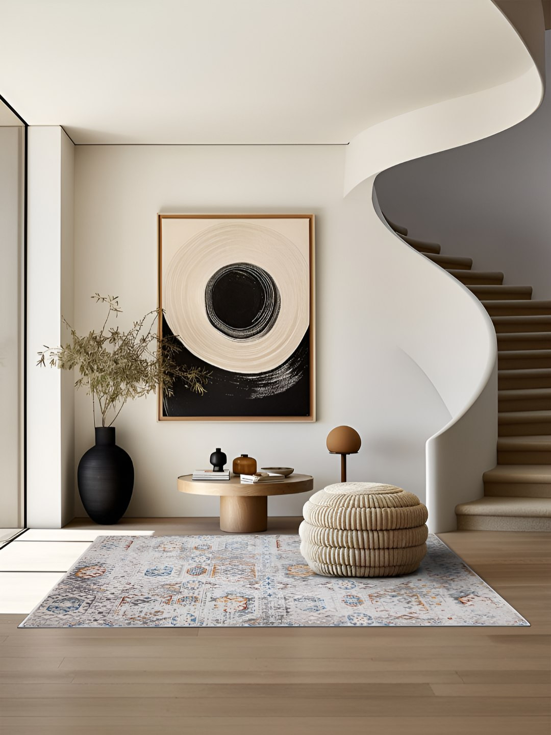 Sapana Carpet-Mats Grey & Rust Geometric No Shredding Carpet