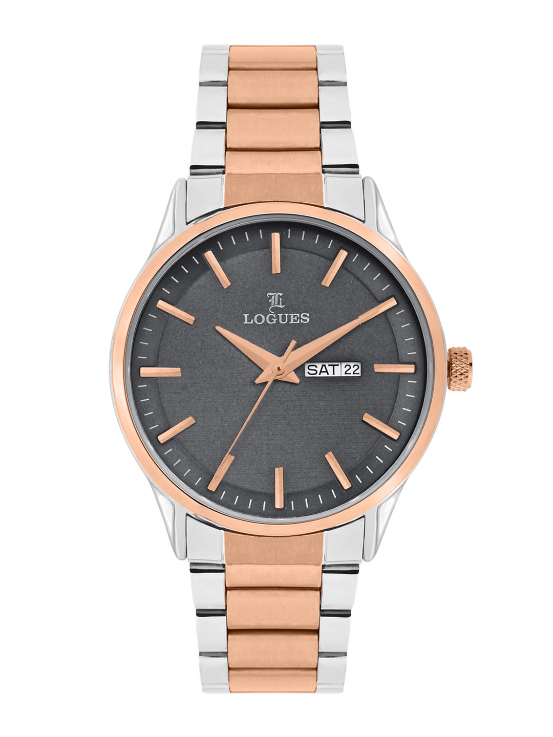 L LOGUES Men Brass Dial & Bracelet Style Straps Analogue Watch G 4143 BWMD-27