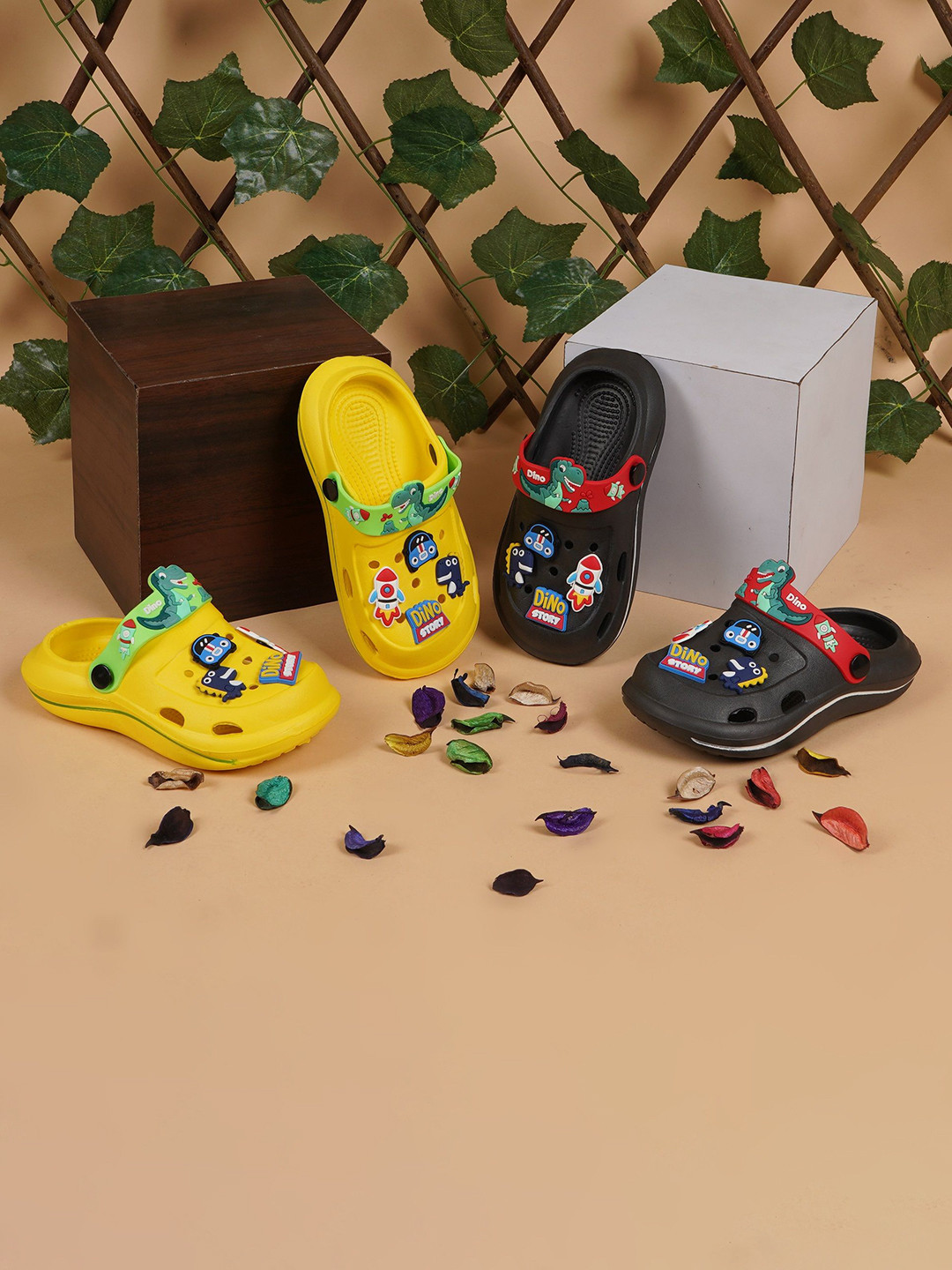 BAESD Kids Pack Of 2 Indoor & Outdoor Multi Tattoo Clogs