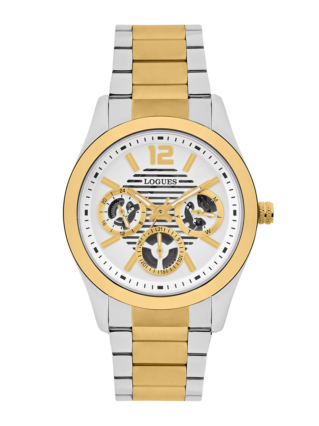 L LOGUES Men Brass Dial & Bracelet Style Straps Analogue Watch G 1974 BM-02