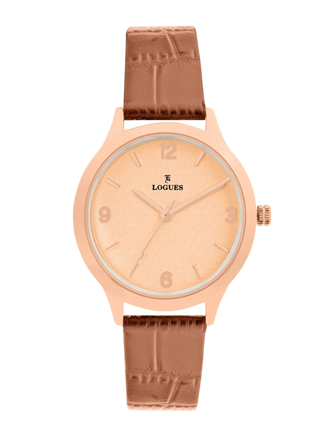 L LOGUES Women Brass Dial & Leather Straps Analogue Watch L E-683 WL-06