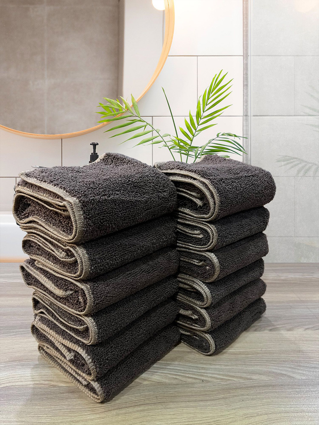 LABHAM Insignia Brown 12 Pieces Ultra Absorbent Hand Towels