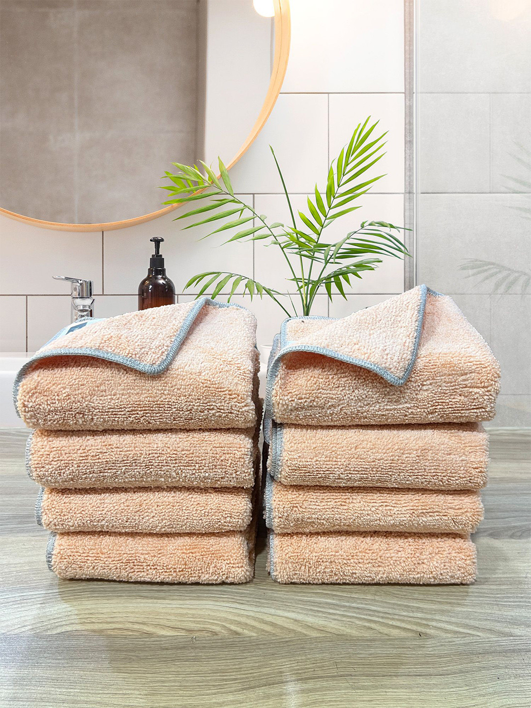 LABHAM Insigina Peach 8 Pieces 450 GSM Super Soft Ultra Absorbant Hand Towels