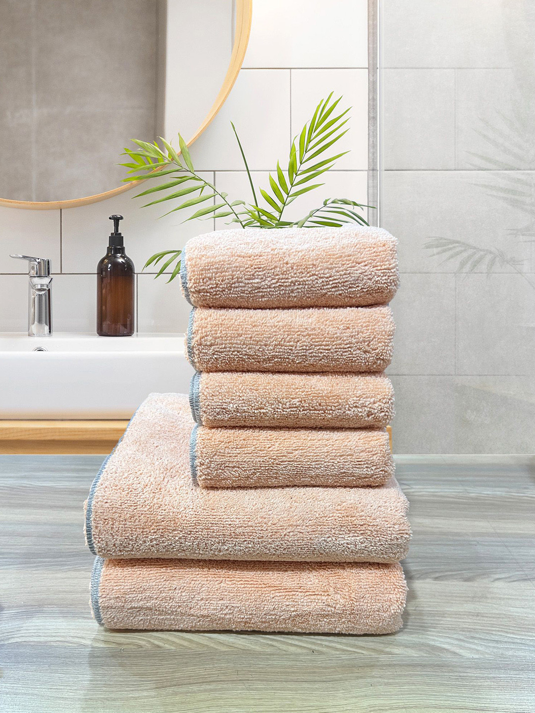 LABHAM Insiginia Peach-Coloured 6 Pieces 450 GSM Super Soft Ultra Absorbant Towel Set